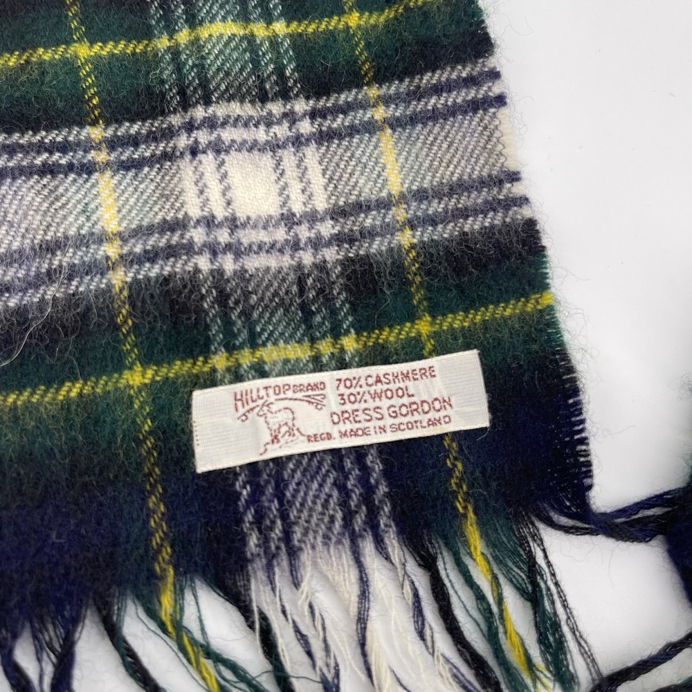 Vintage Hiltop Dress Gordon Tartan Scarf 70% Cashmere 30% Wool Scotland